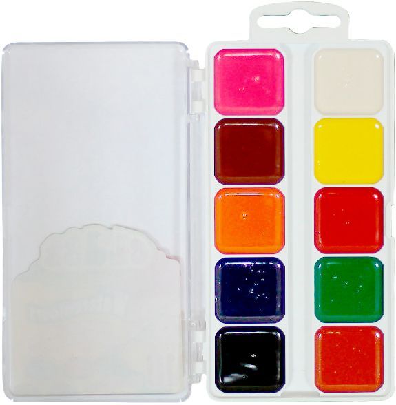 Краска акварель, 10 кольорів, пластикова коробка, Watercolors 7615