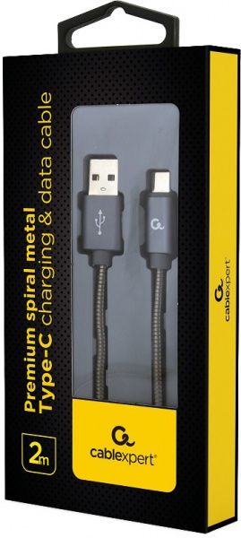 Кабель Cablexpert Lightning – USB 2 м сірий (CC-USB2S-AMCM-2M-BG) USB 2.0 A-тато/C-тато 