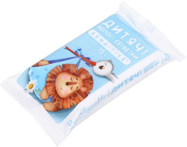 Дитячі вологі серветки Bambinelli Sensitive 15 шт.