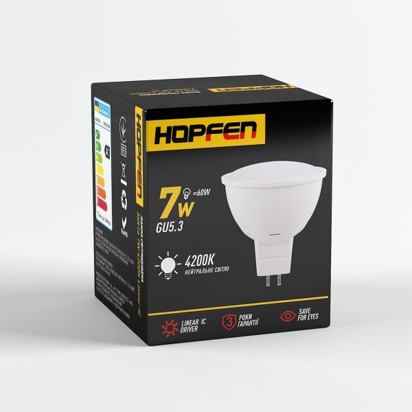 Лампа светодиодная Hopfen 7 Вт MR16 матовая GU5.3 220 В 4200 К 7W