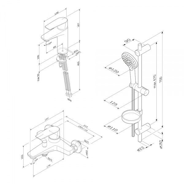 Комплект смесителей для ванны AM.PM F40990E00 Gem
