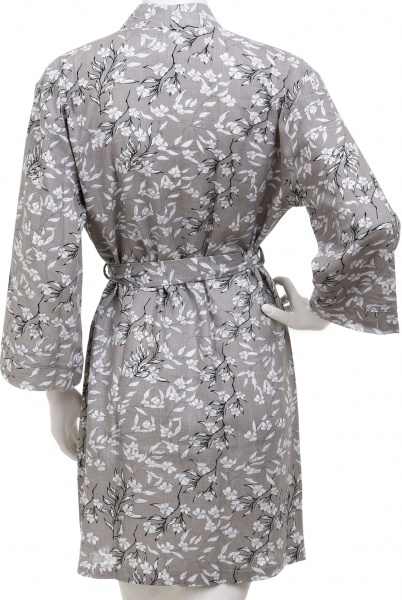 Халат женский SUMMER принт цветочная ветвь р. L серый