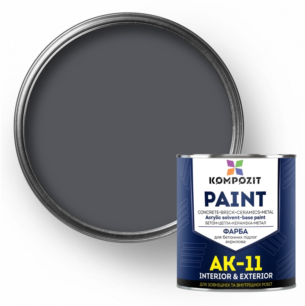Фарба Kompozit для бетонної підлоги АК-11 RAL 7024 графіт мат 10кг