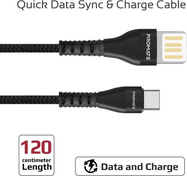 Кабель Promate USB Type-C – USB 1,2 м чорний (vigoray-c.black) 