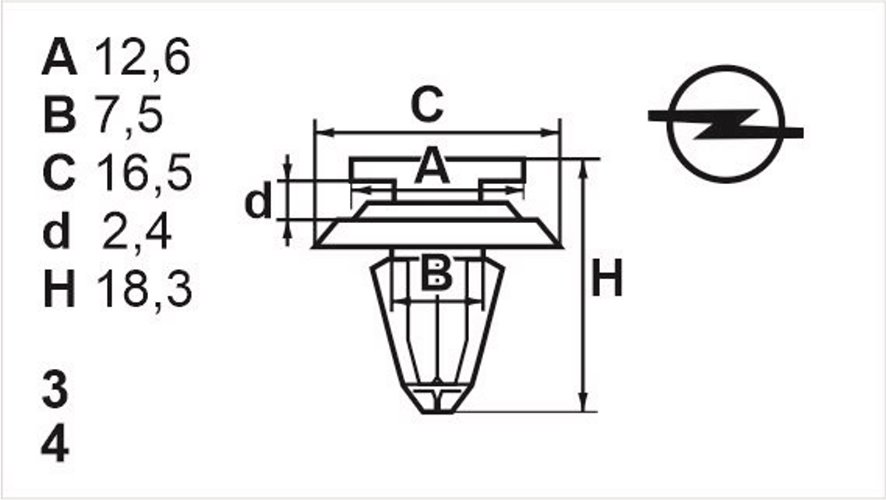 Клипса нажимная внутренняя (обшивка, обшивка дверей) Romix (603012)