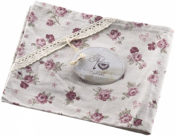 Салфетка Прованс Red Rose с кружевом 35x45 см серый с красными вставками 