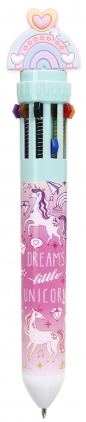 Ручка шариковая на 10 цветов единорог 