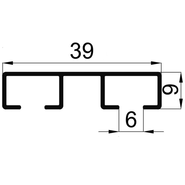 Карниз стельовий АЛЮПРО ПАС-2260 39х9 матовий (комплект) подвійний 200 см чорний 1 шт. 