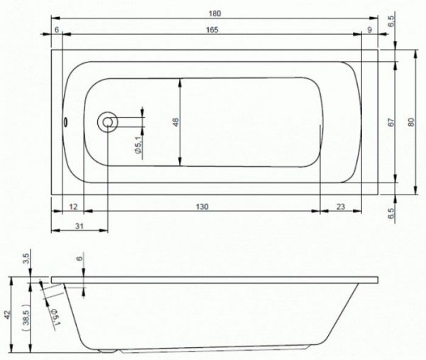 Ванна акрилова RIHO Rima 180x80