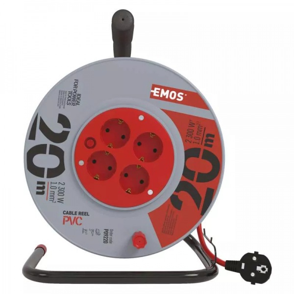 Удлинитель на катушке Emos с заземлением 4 гн. оранжевый 20 м P09220
