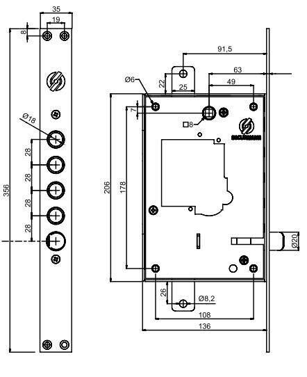 Дверний замок вхідний Securemme 2503RCR0328S67 хром