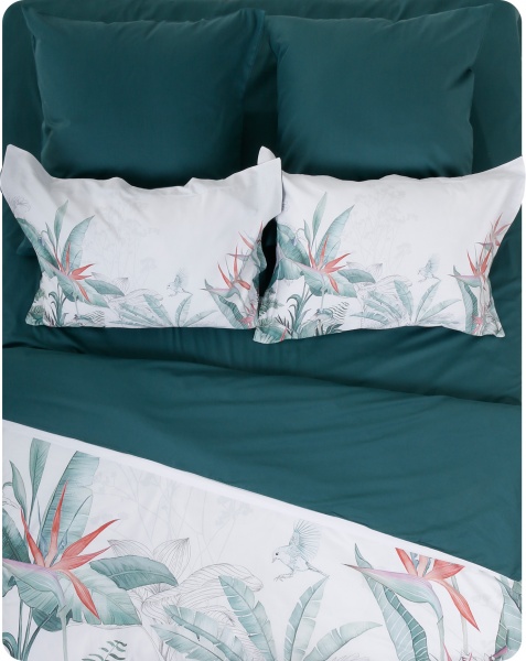 Комплект постільної білизни Palm Green 2 білий із зеленим La Nuit 