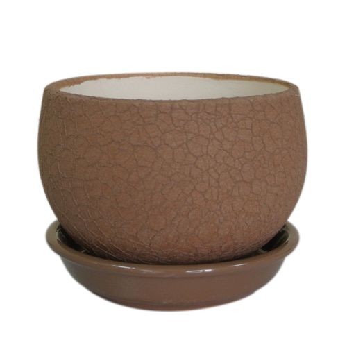 Горщик керамічний Оріана-Запоріжкераміка Куля шовк круглий 9л молочний шоколад 