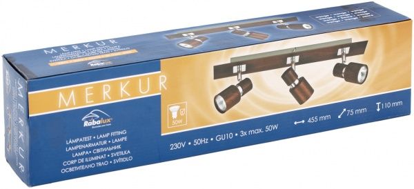 Спот Rabalux Merkur 3x50 Вт GU10 хром/венге 6653 