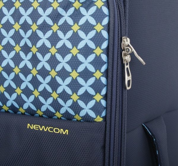 Чемодан UP! (Underprice) N1118 синий с принтом 58х40,5х19/22+5 см 