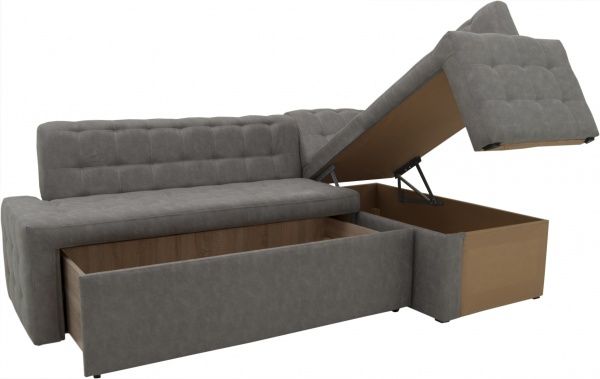 Куточок кухонний Кедр КАРАТ дві ніші Г штучна замша світло-сірий