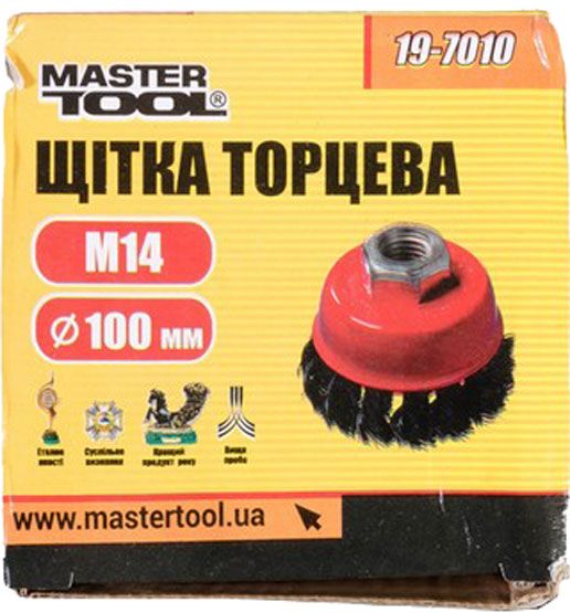 Щітка торцева D100 М14 MasterTool з плетеного дроту 19-7010