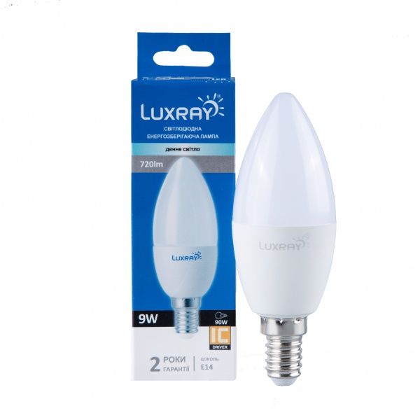 Лампа светодиодная Luxray 9 Вт C37 матовая E14 220 В 4200 К 