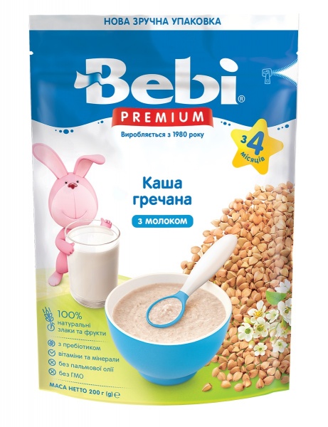 Каша молочна Bebi від 4 місяців Premium Гречана 200 г 