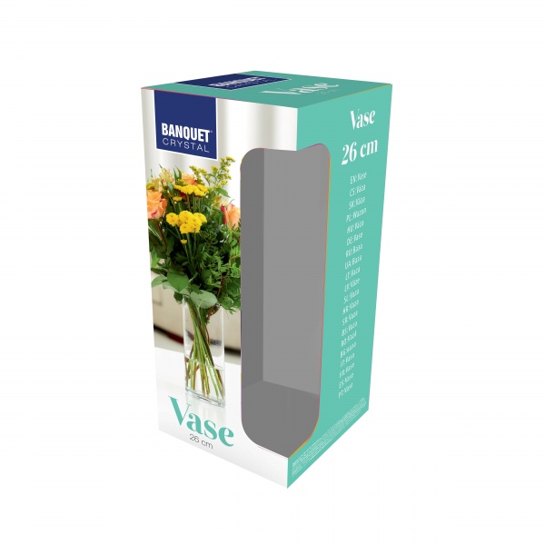 Ваза стеклянная Banquet в подарочной упаковке 26 см прозрачная 