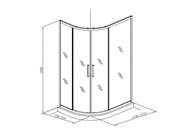 Душевая кабина Koller Pool ROUND 1200x800x1900 мм полукруглая R12080RC