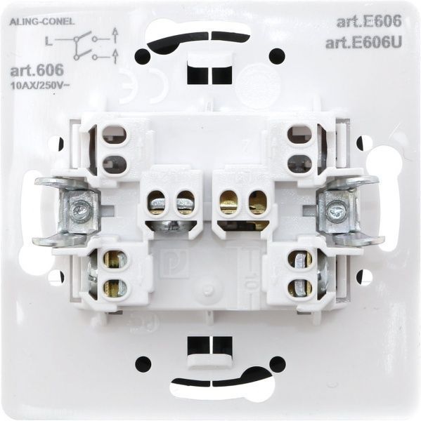 Вимикач двоклавішний Aling-Conel Eon без підсвітки 10 А 250В чорний E606.E1