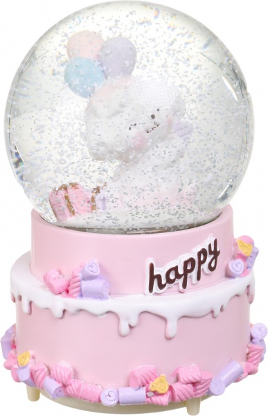 Сувенир новогодний шар снежный собачка и зайка 2122-100 светодиодная (LED) 