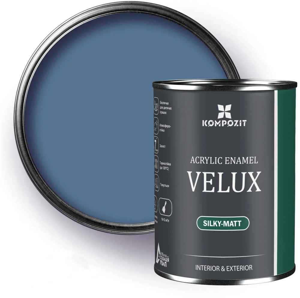 Емаль акрилова Kompozit VELUX 125 джинсовая шовковистий мат 0,75л