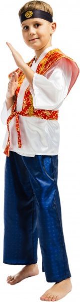 Костюм карнавальний КАРНАВАЛІЯ Самурай р.122-128 синій із білим 