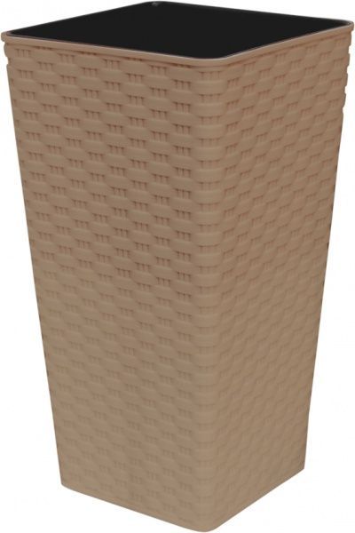 Вазон пластиковий Алеана Ротанг 27*27*51 квадратний 13л какао 