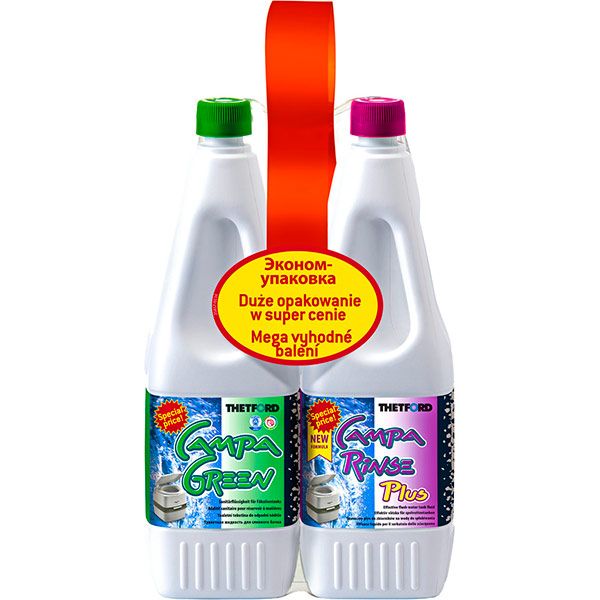 Жидкость для биотуалетов Thetford Duopack Campa Green и Campa Rinse Plus 2x1,5 л