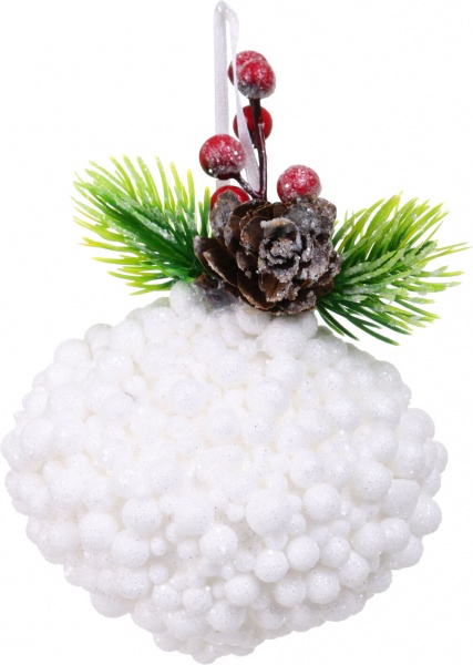 Декоративная подвеска Шар с декором 8 см белый HL21-35