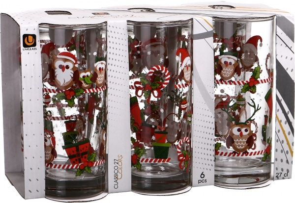 Набор стаканов Новогодние Совы 260 мл 6 шт. 91206/D348 Uniglass