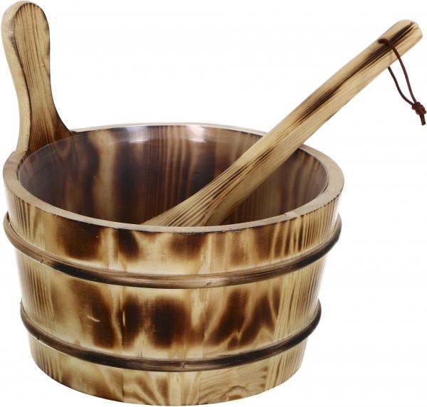 Набор для сауны шайка с черпаком и пластиковой емкостью 4 л KD-004B