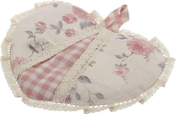 Прихватка Серце з трояндами рожевий в клітинку Прованс 