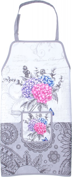 Фартук кухонный Гортензия серый 66х76 см Luna