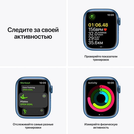 Смарт-годинник Apple Watch Series 7 GPS 41mm blue AluminiumCasewithAbyssBlueSportBand (MKN13UL/A)