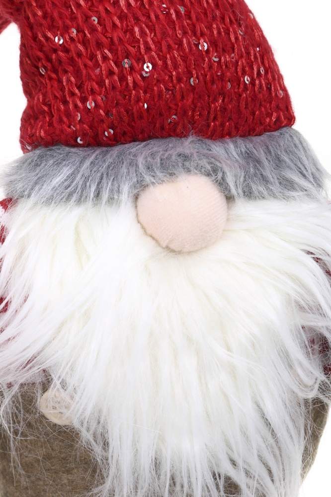 Декорація новорічна гномик що стоїть червоно-сірий AT140-21116-25.5 64 см