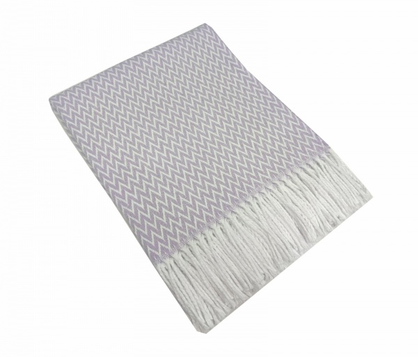 Плед Валенсия 140x200 см белый с фиолетовым Vladi 