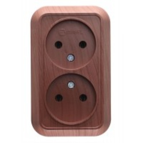 Розетка двойная без заземления Makel Siva Ustu без шторок без крышки орех 45417