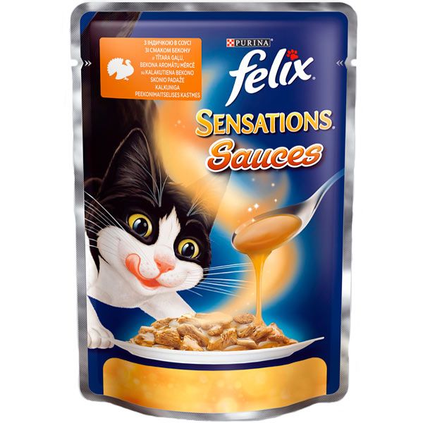 Корм Felix Sensations Sauces с индейкой в соусе 100 г