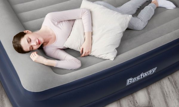 Матрас надувной Bestway King со встроенным электронасосом 203х193 см синий с серым
