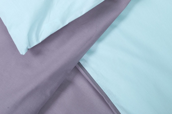 Комплект постільної білизни Моно сімейний сірий із блакитним La Nuit 