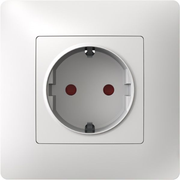 Розетка із заземленням Plank Electrotechnic Classic/Nordic зі шторками білий PLK0521031