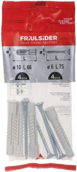 Дюбель распорный с шурупом 10x66 мм 4 шт. Friulsider