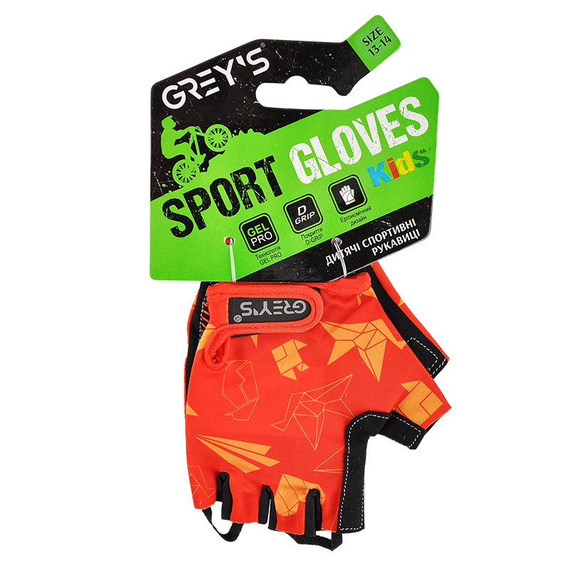 Велоперчатки GREY'S детские GR18735 13/14 красный с черным