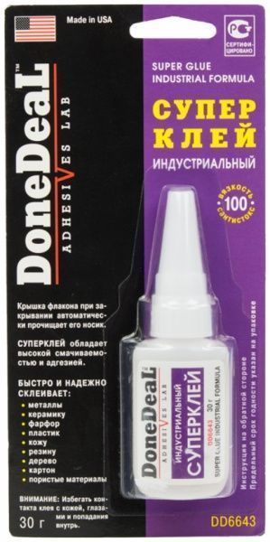 Суперклей DoneDeal Індустріальний прозорий 30 г