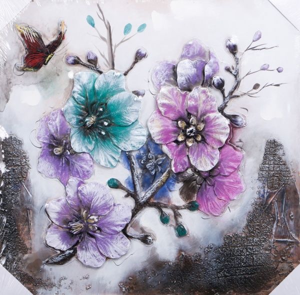 Картина Цветы фиолетовые 80x80 см 