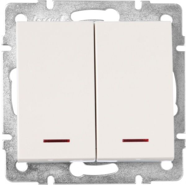 Вимикач двоклавішний Lezard Rain з підсвіткою 220В крем 703-0388-112