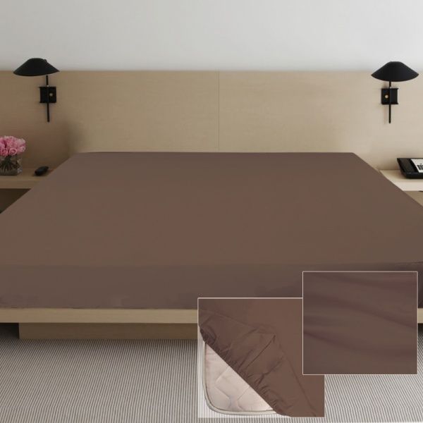 Простынь на резинке Дизайн 12 (сатин) 200x180 см шоколадный Ярослав 